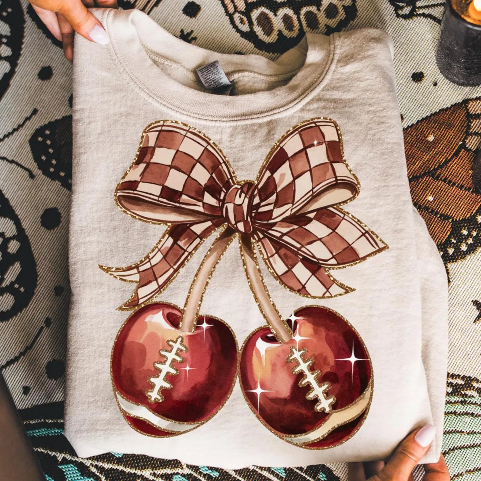 FULL COLOR SCREEN PRINT  - CHERRY FOOTBALLS